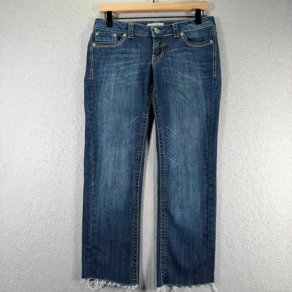 Paris Blues Women's Jeans‎ Size 5 Blue Denim Low Rise Frayed Hem Straight Leg